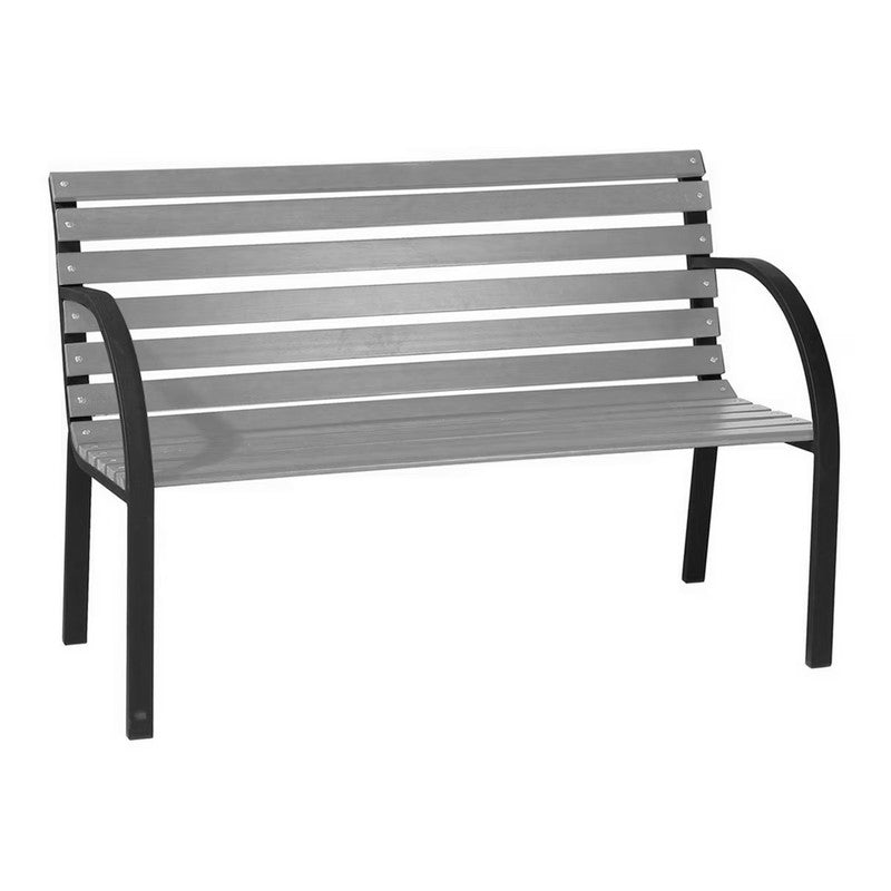 Steel and Grey Wood Garden Bench