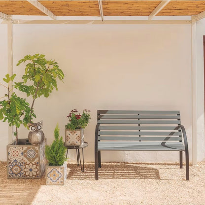 Steel and Grey Wood Garden Bench